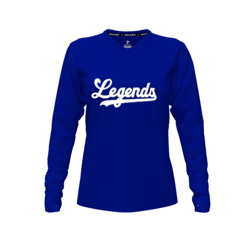 [FTLVCFRY-FYXS-LOGO2] Decker Comfort T-Shirt (Female Youth XS, Royal, V Neck, Logo 2, Long Sleeve)