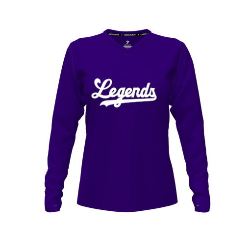 [FTLVPTPP-FYXS-LOGO2] Decker Performance T-Shirt (Female Youth XS, Purple, V Neck, Logo 2, Long Sleeve)