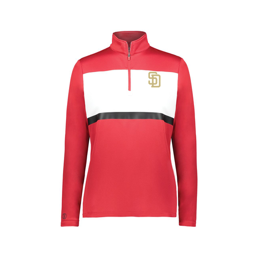 [222791.408.XS-LOGO3] Ladies Bold 1/4 Zip Pullover (Female Adult XS, Red, Logo 3)