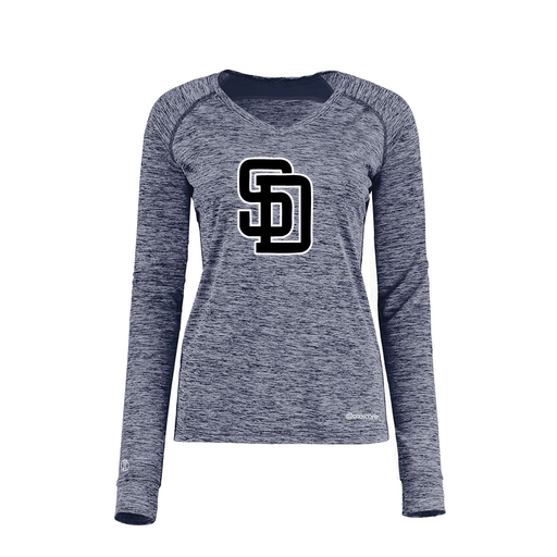 [222770.U22.XS-LOGO1] Ladies Electric Long Sleeve Shirt (Female Adult XS, Navy, Logo 1)