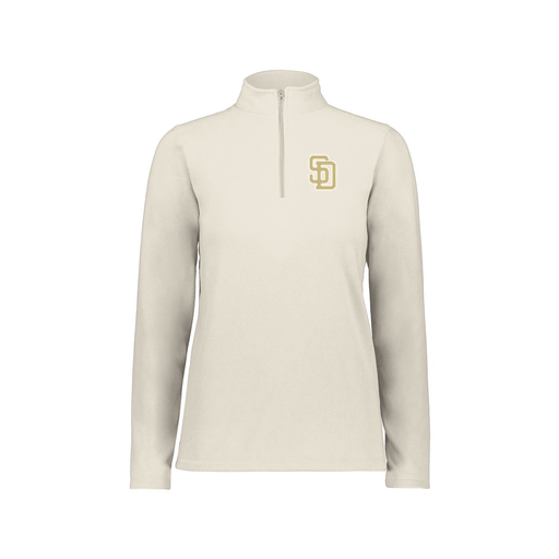 [6864.53T.XS-LOGO3] Ladies MicroFleece 1/4 Zip Pullover (Female Adult XS, White, Logo 3)