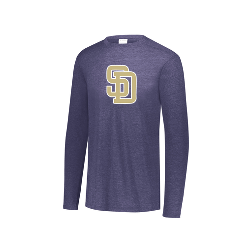 [FTLCUBNV-YS-LOGO3] Decker Youth Tri-Blend T-Shirt - Long Sleeve (Youth S, Navy, Logo 3)