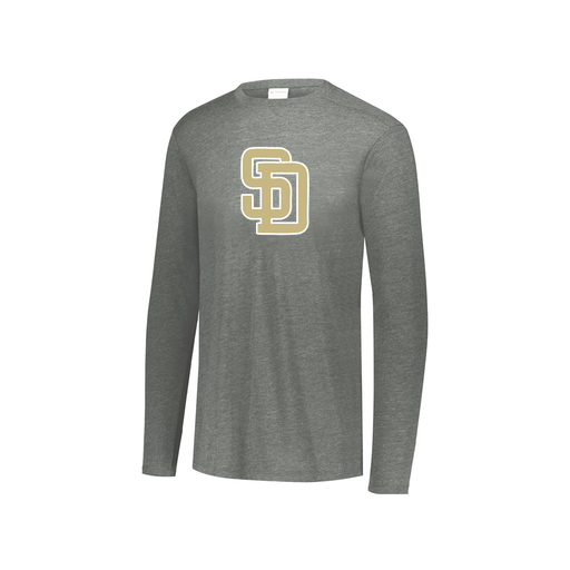 [FTLCUBGY-YS-LOGO3] Decker Youth Tri-Blend T-Shirt - Long Sleeve (Youth S, Gray, Logo 3)