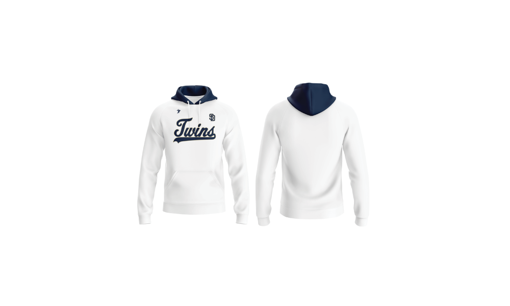 White & Navy LSL Hoodie | Twins Logo |