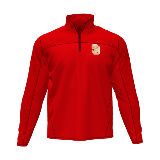 [CUS-DFW-QTRZ-PER-LSL-RED-AS-LOGO3] Quarter Zip Pullover (Adult S, Red, Logo 3)