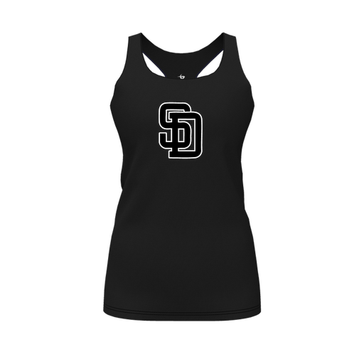 [CUS-DFW-RCBK-PER-BLK-FYS-LOGO1] Racerback Tank Top (Female Youth S, Black, Logo 1)