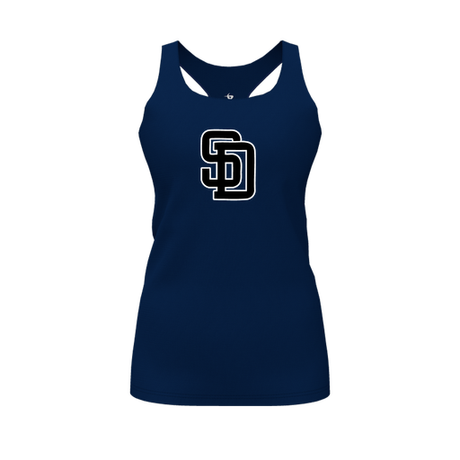 [CUS-DFW-RCBK-PER-NVY-FYS-LOGO1] Racerback Tank Top (Female Youth S, Navy, Logo 1)