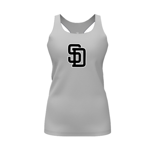 [CUS-DFW-RCBK-PER-GRY-FYS-LOGO1] Racerback Tank Top (Female Youth S, Gray, Logo 1)
