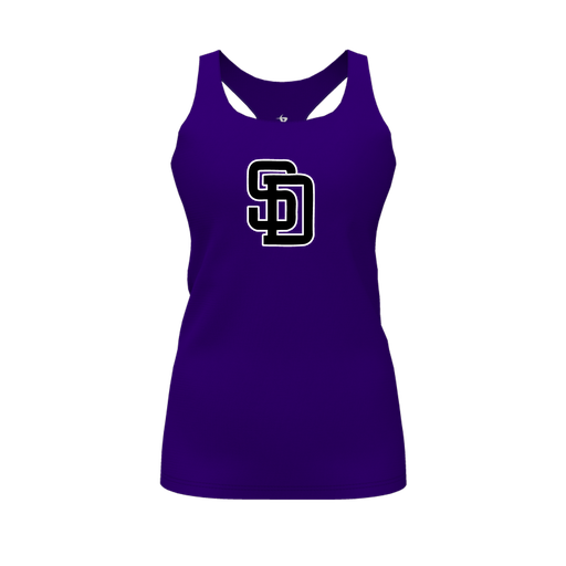 [CUS-DFW-RCBK-PER-PUR-FYS-LOGO1] Racerback Tank Top (Female Youth S, Purple, Logo 1)