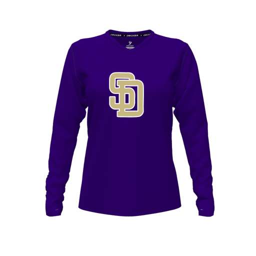 [FTLVCFPP-FYXS-LOGO3] Comfort T-Shirt (Female Youth XS, Purple, V Neck, Logo 3, Long Sleeve)