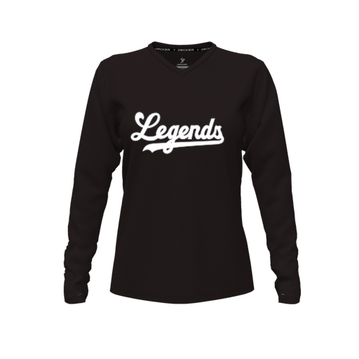[CUS-DFW-TEES-PER-VNK-LSL-BLK-FYXS-LOGO2] Performance T-Shirt (Female Youth XS, Black, V Neck, Logo 2, Long Sleeve)