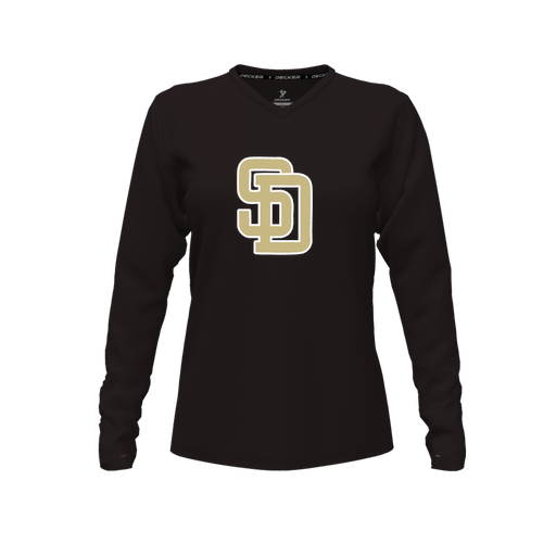 [CUS-DFW-TEES-PER-VNK-LSL-BLK-FYXS-LOGO3] Performance T-Shirt (Female Youth XS, Black, V Neck, Logo 3, Long Sleeve)
