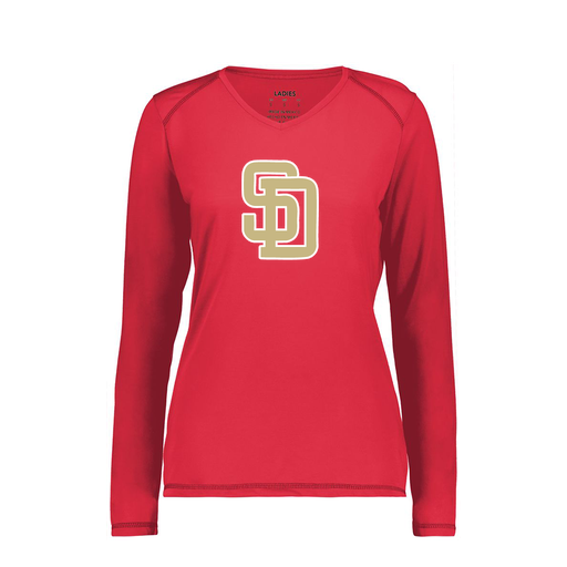 [6847.083.XS-LOGO3] Women's SoftTouch Long Sleeve (Female Adult XS, Red, Logo 3)