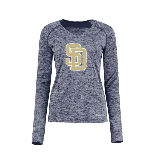 [222770.U22.XS-LOGO3] Ladies Electric Long Sleeve Shirt (Female Adult XS, Navy, Logo 3)