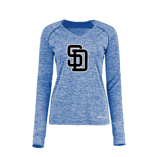 [222770.U55.XS-LOGO1] Ladies Electric Long Sleeve Shirt (Female Adult XS, Royal, Logo 1)