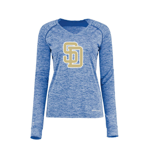 [222770.U55.XS-LOGO3] Ladies Electric Long Sleeve Shirt (Female Adult XS, Royal, Logo 3)