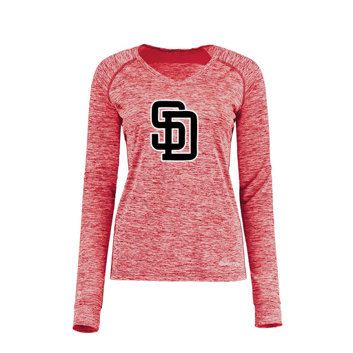 [222770.T20.XS-LOGO1] Ladies Electric Long Sleeve Shirt (Female Adult XS, Red, Logo 1)