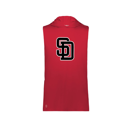 [222590.083.XS-LOGO1] Men's CoolDry Sleeveless Hoodie (Adult XS, Red, Logo 1)