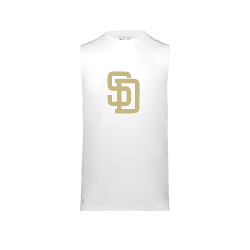 [222593.005.S-LOGO3] Men's CoolDry TankTop (Adult S, White, Logo 3)