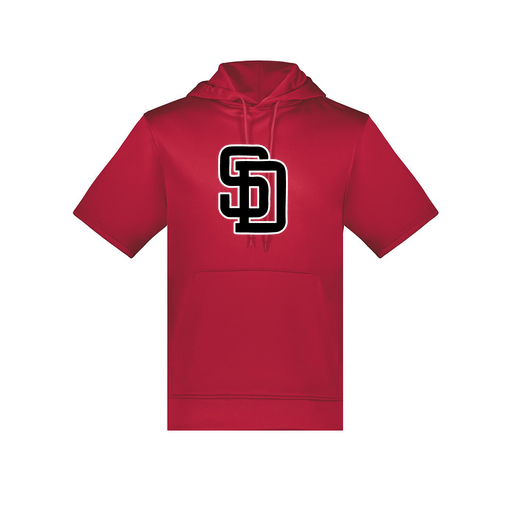 [6871.083.S-LOGO1] Men's Dri Fit Short Sleeve Hoodie (Adult S, Red, Logo 1)