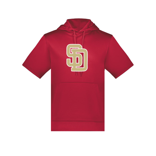 [6871.083.S-LOGO3] Men's Dri Fit Short Sleeve Hoodie (Adult S, Red, Logo 3)