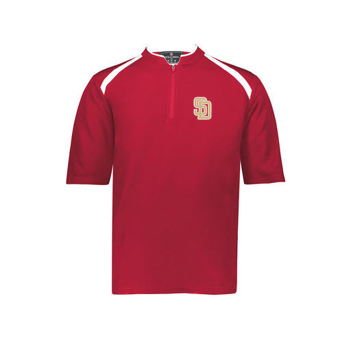 [229581-AS-RED-LOGO3] Men's Dugout Short Sleeve Pullover (Adult S, Red, Logo 3)