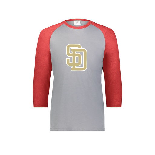 [6880.27V.S-LOGO3] Youth Vintage 3/4 T-Shirt (Youth S, Red, Logo 3)