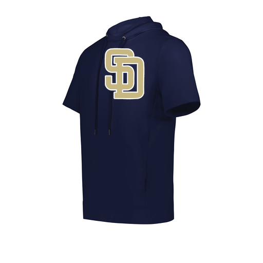 [222505.065.S-LOGO3] Men's Venturs Soft Knit Short Sleeve Hoodie (Adult S, Navy, Logo 3)