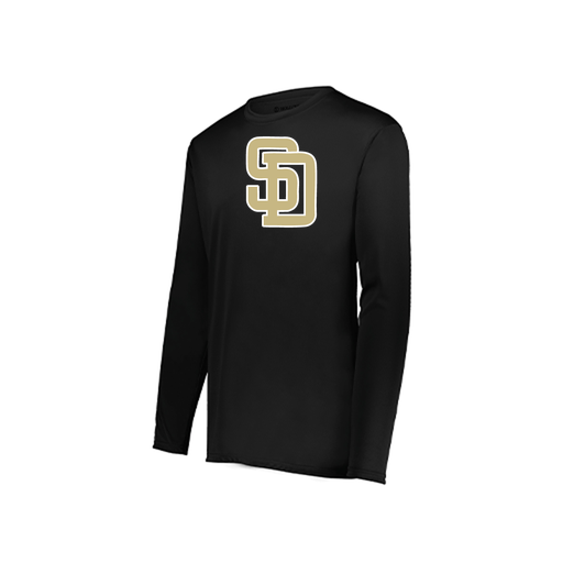 [222823.080.S-LOGO3] Youth LS Smooth Sport Shirt (Youth S, Black, Logo 3)
