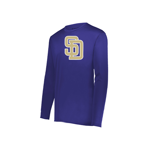 [222823.747.S-LOGO3] Youth LS Smooth Sport Shirt (Youth S, Purple, Logo 3)