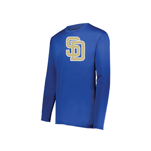 [222823.060.S-LOGO3] Youth LS Smooth Sport Shirt (Youth S, Royal, Logo 3)