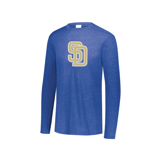 [FTLCUBRY-YS-LOGO3] Decker Youth Tri-Blend T-Shirt - Long Sleeve (Youth S, Royal, Logo 3)