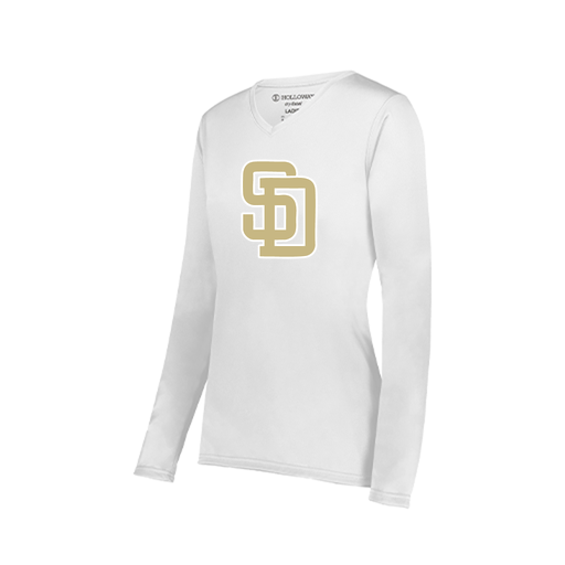 [222824.005.S-LOGO3] Ladies LS Smooth Sport Shirt (Female Adult S, White, Logo 3)