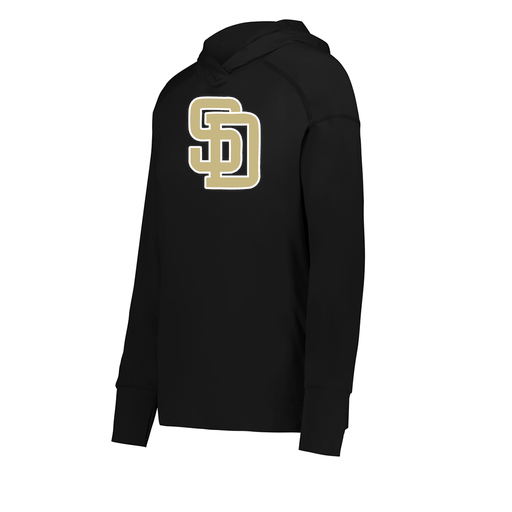 [222798.080.XS-LOGO3] Ladies Ventura Thin Knit Hoodie (Female Adult XS, Black, Logo 3)