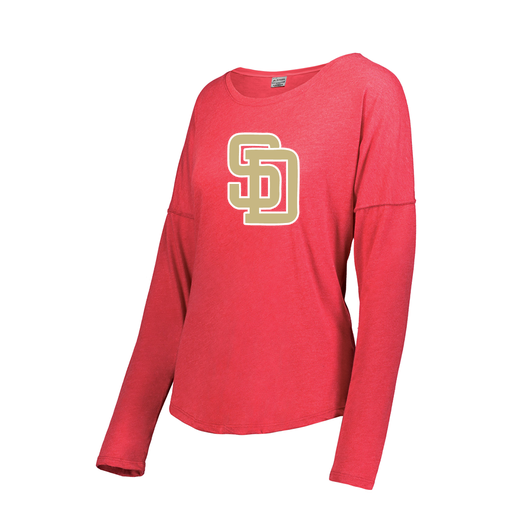 [FTLCUBRD-FAXS-LOGO3] Decker Women's Tri-Blend T-Shirt - Long Sleeve (Female Adult XS, Red, Logo 3)